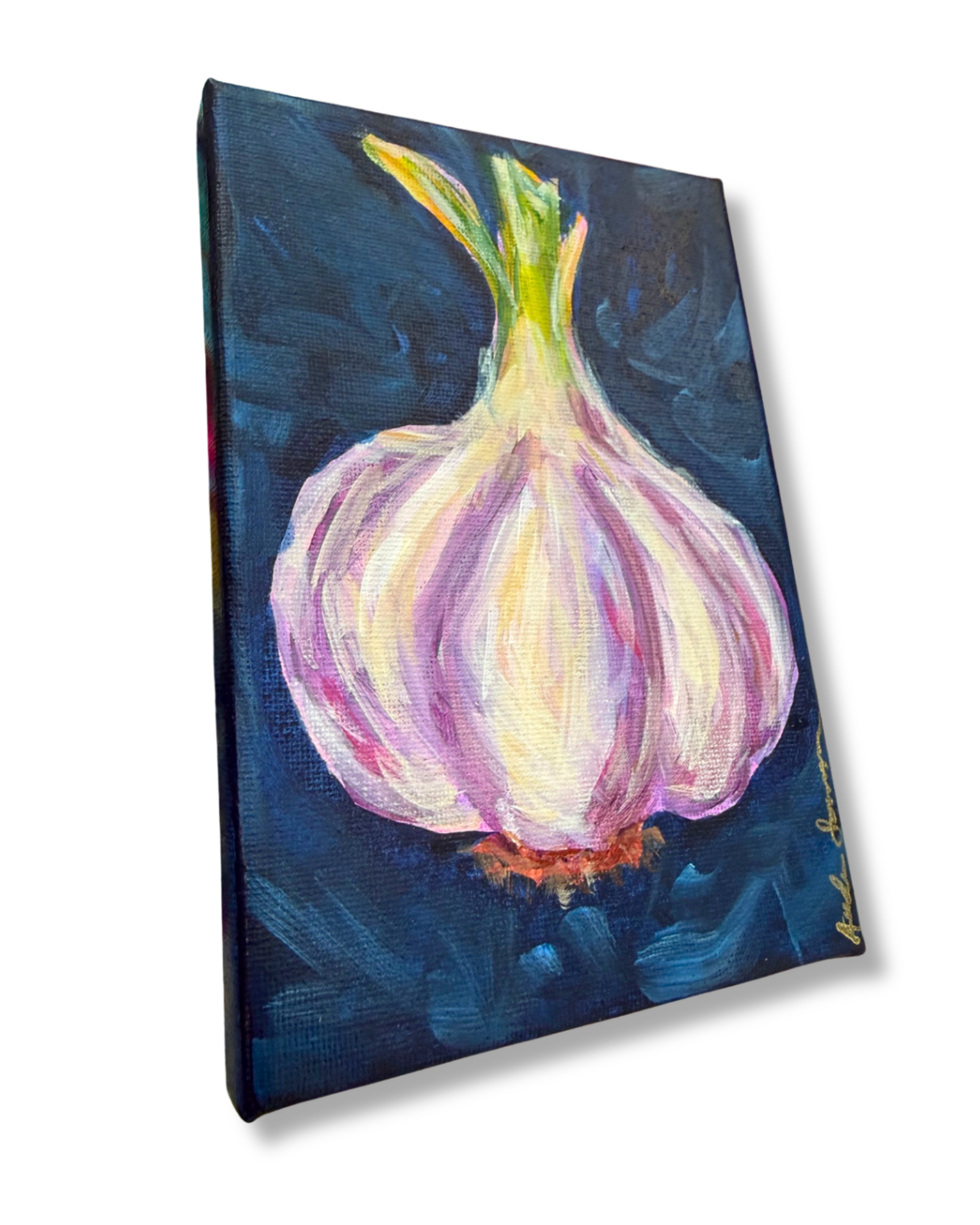 Garlic Bulb Original 5x7 Painting | Whimsical Home Decor Art
