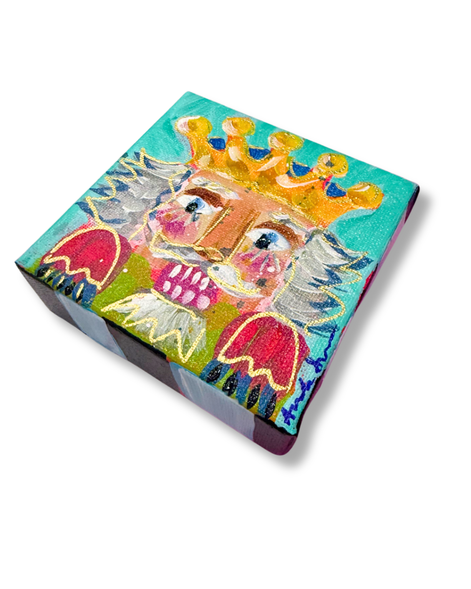 Nutcracker 4x4 Original Painting | Whimsical Christmas Art Decor