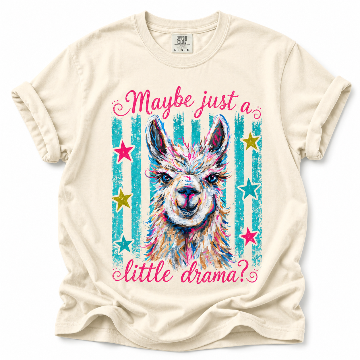 Maybe Just a Little Drama T-Shirt | Colorful Llama Graphic Tee