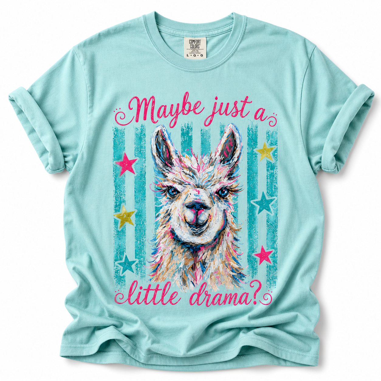 Maybe Just a Little Drama T-Shirt | Colorful Llama Graphic Tee