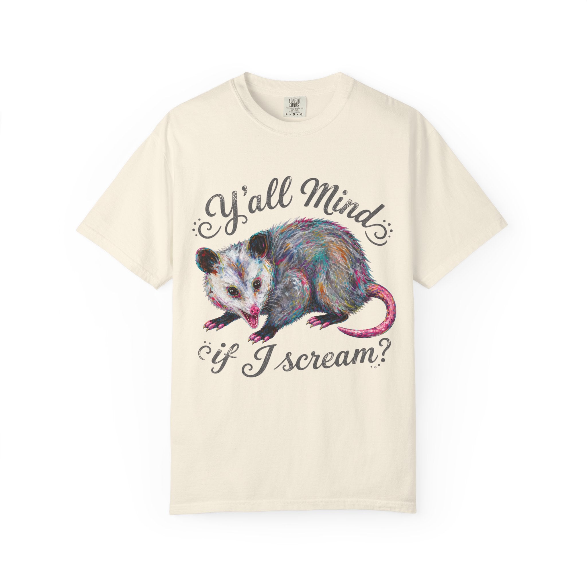 Y'all Mind If I Scream Club T-Shirt | Colorful Funny Possum Graphic Tee