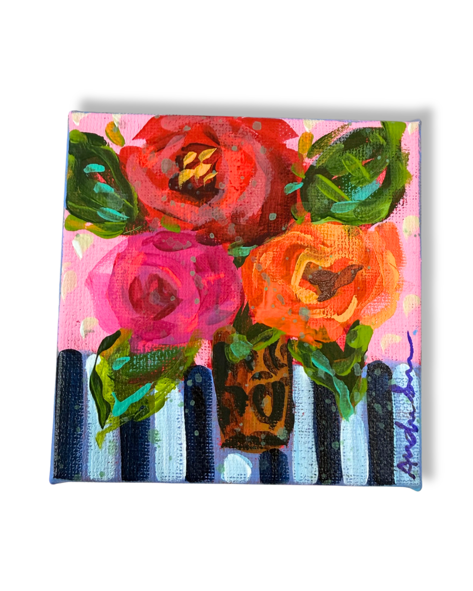 Floral Bouquet 4x4 Original Painting | Whimsical Home Decor Art