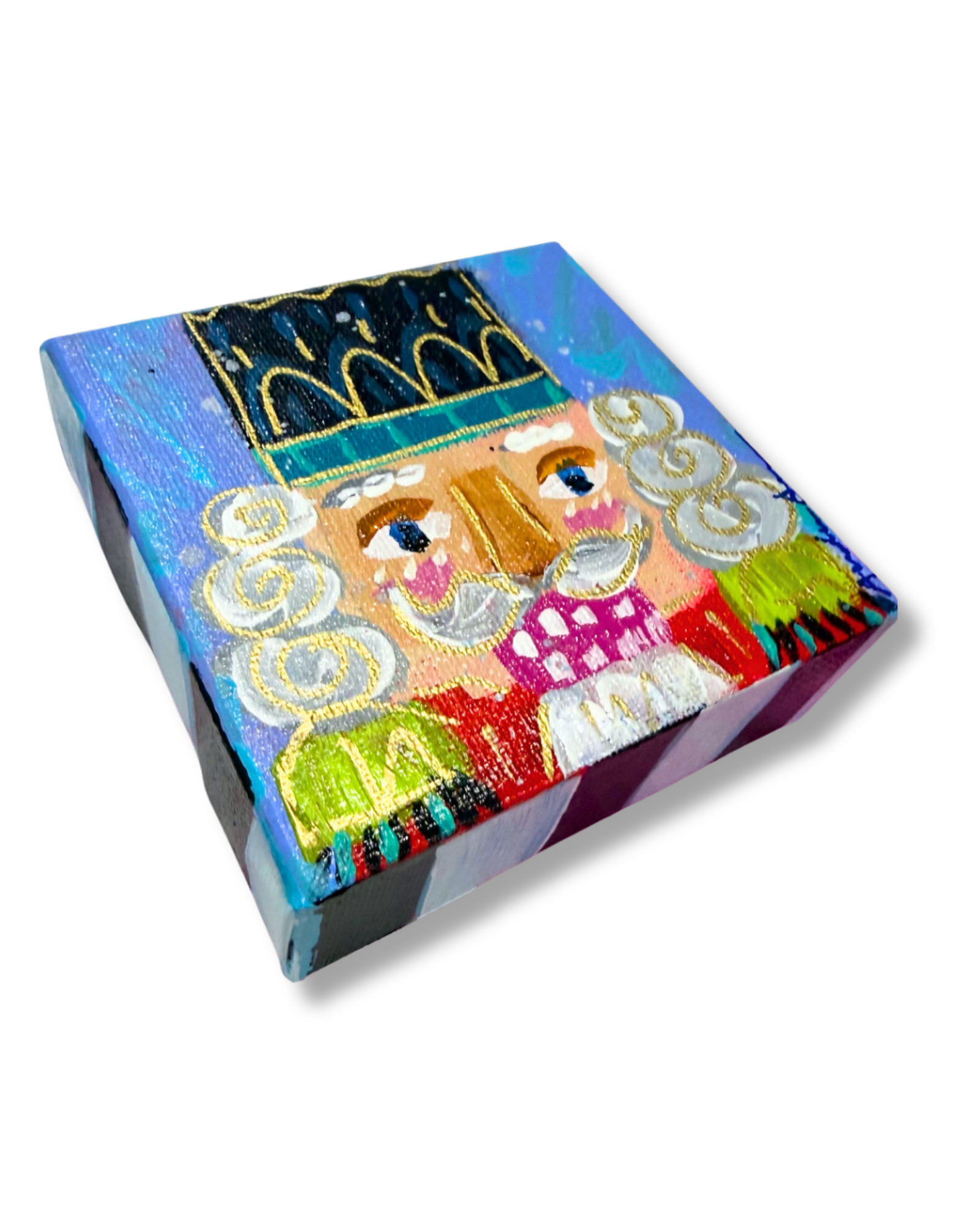 Nutcracker 4x4 Original Painting | Whimsical Christmas Art Decor