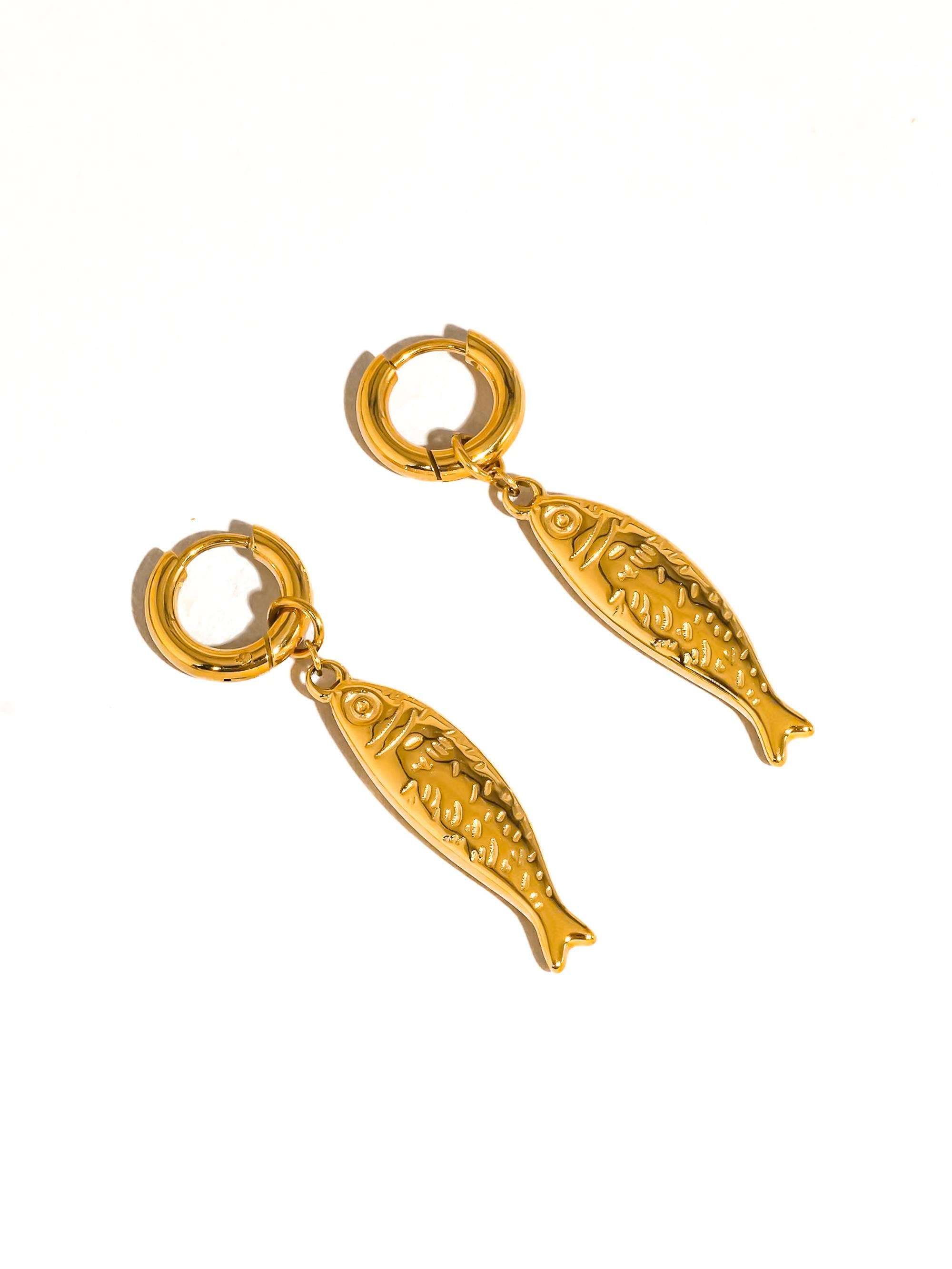 Nico 18K Gold Non-Tarnish Fish Hoop Earring