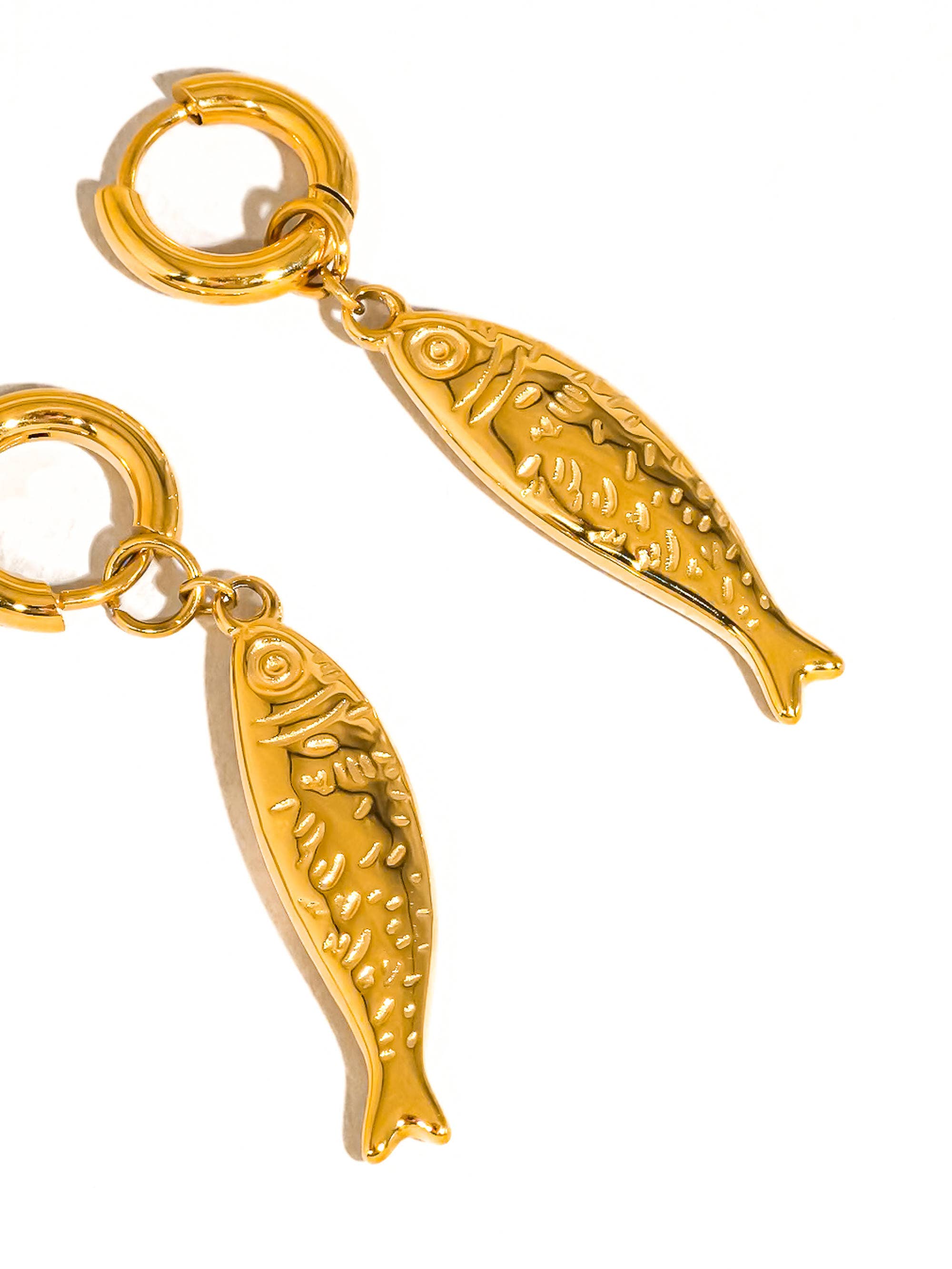 Nico 18K Gold Non-Tarnish Fish Hoop Earring