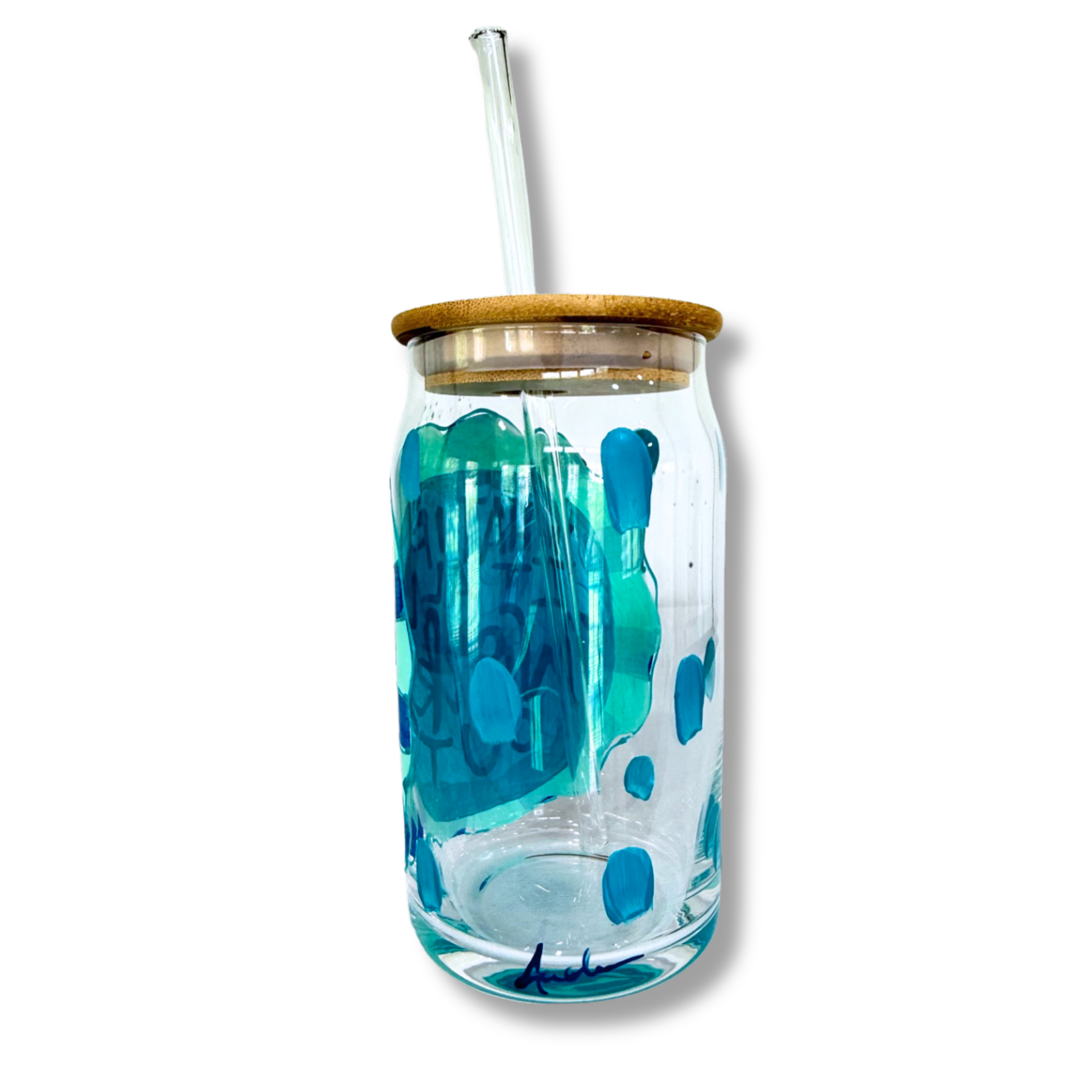 What If It All Works Out Hand Painted Can Glass with Straw