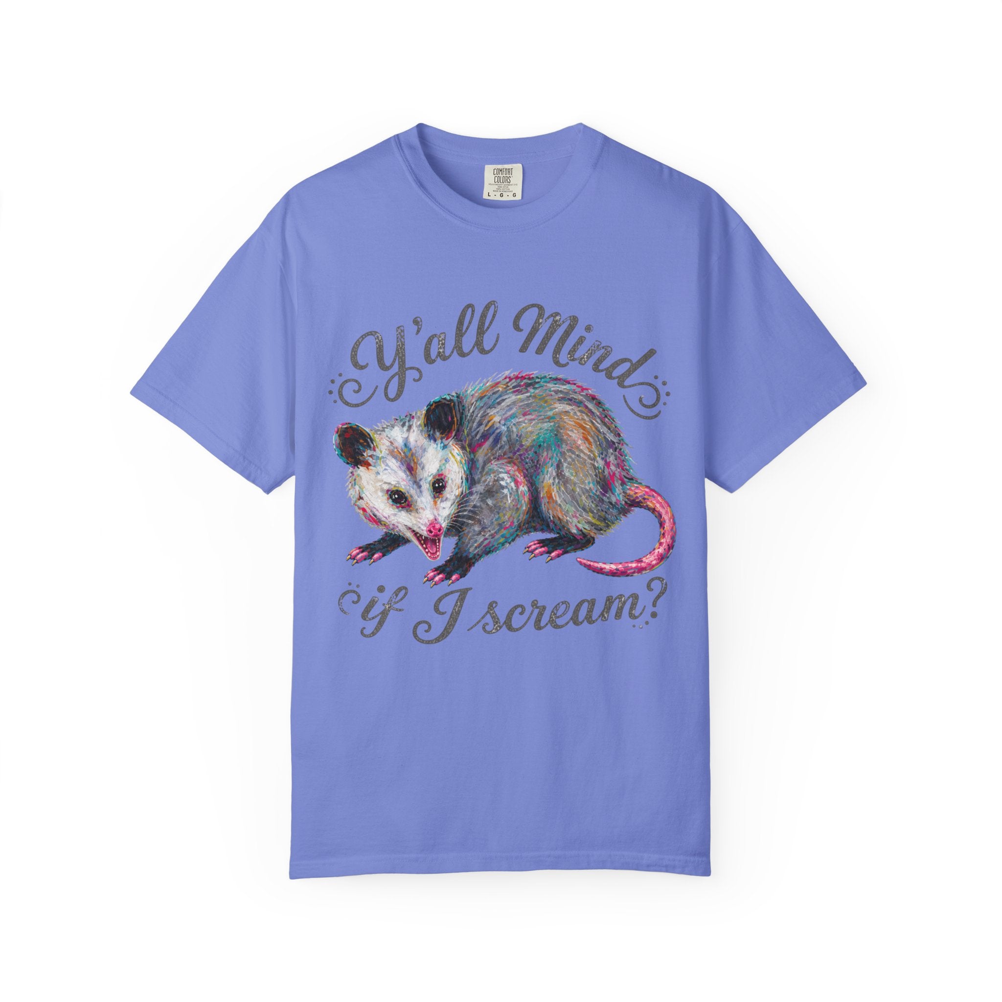 Y'all Mind If I Scream Club T-Shirt | Colorful Funny Possum Graphic Tee