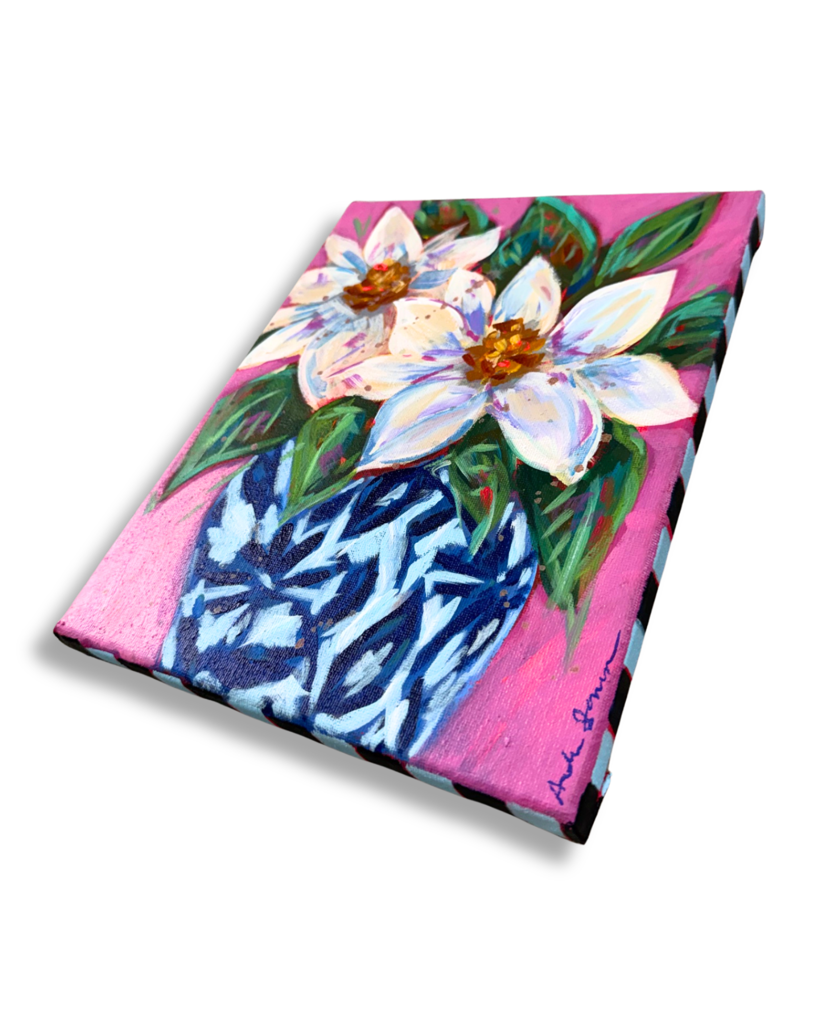 Magnolia Bouquet Original 8x10 Painting | Whimsical Home Decor Art
