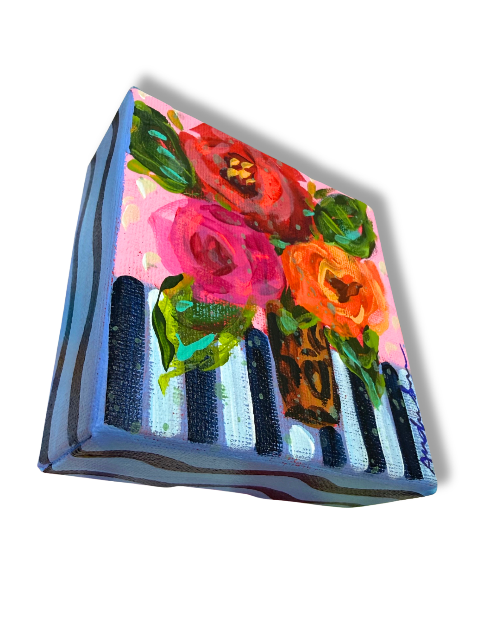 Floral Bouquet 4x4 Original Painting | Whimsical Home Decor Art