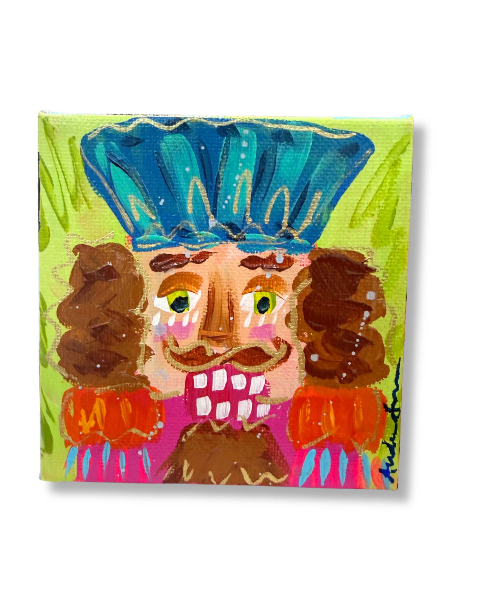 Nutcracker 4x4 Original Painting | Whimsical Christmas Art Decor