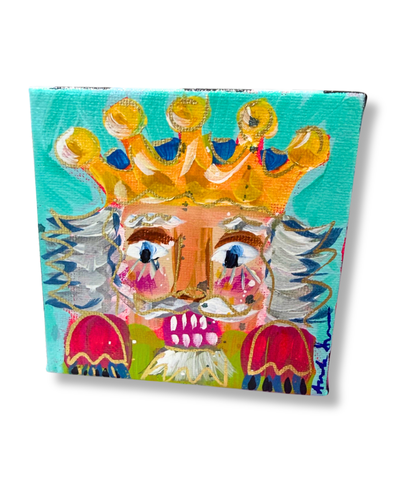 Nutcracker 4x4 Original Painting | Whimsical Christmas Art Decor
