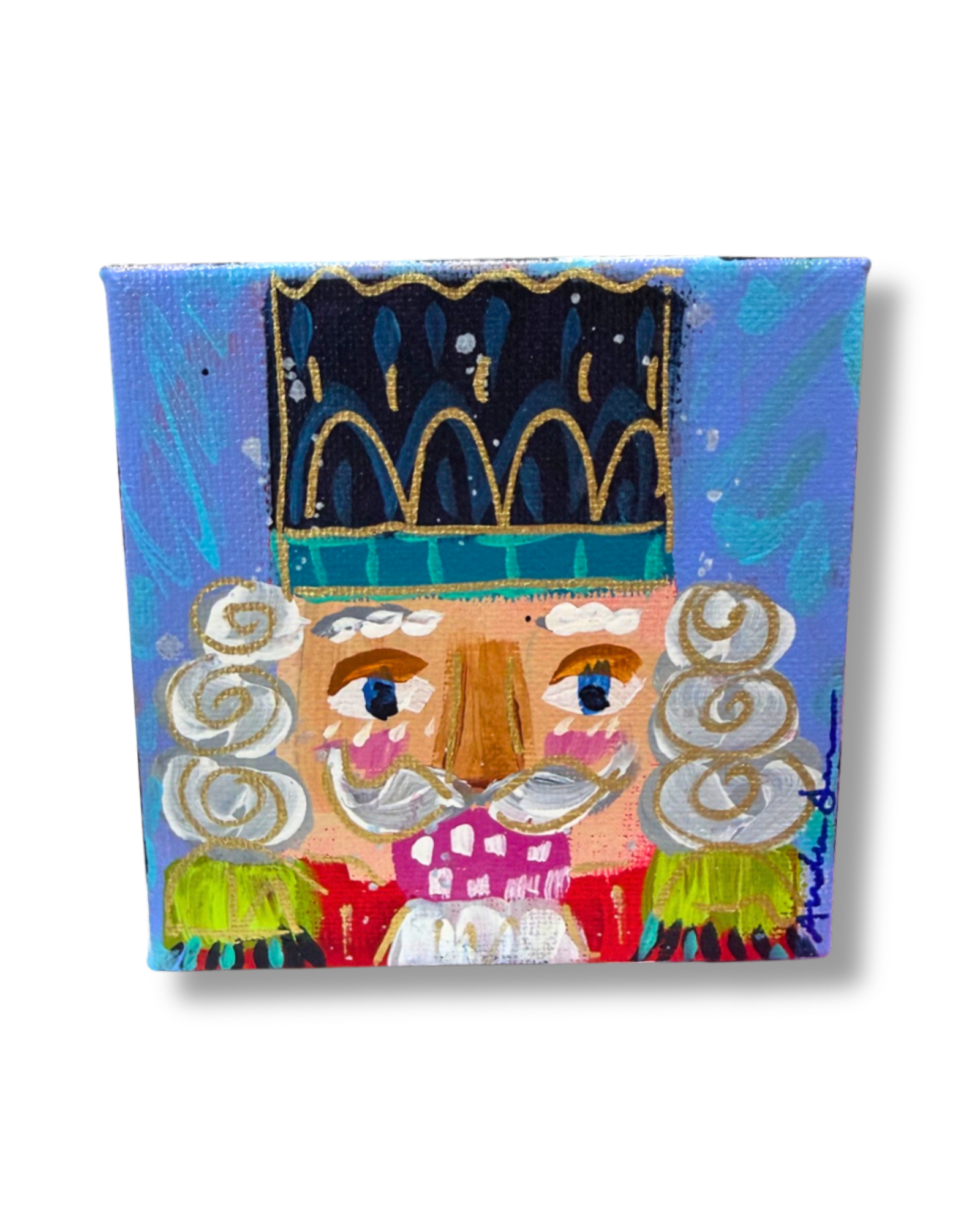 Nutcracker 4x4 Original Painting | Whimsical Christmas Art Decor