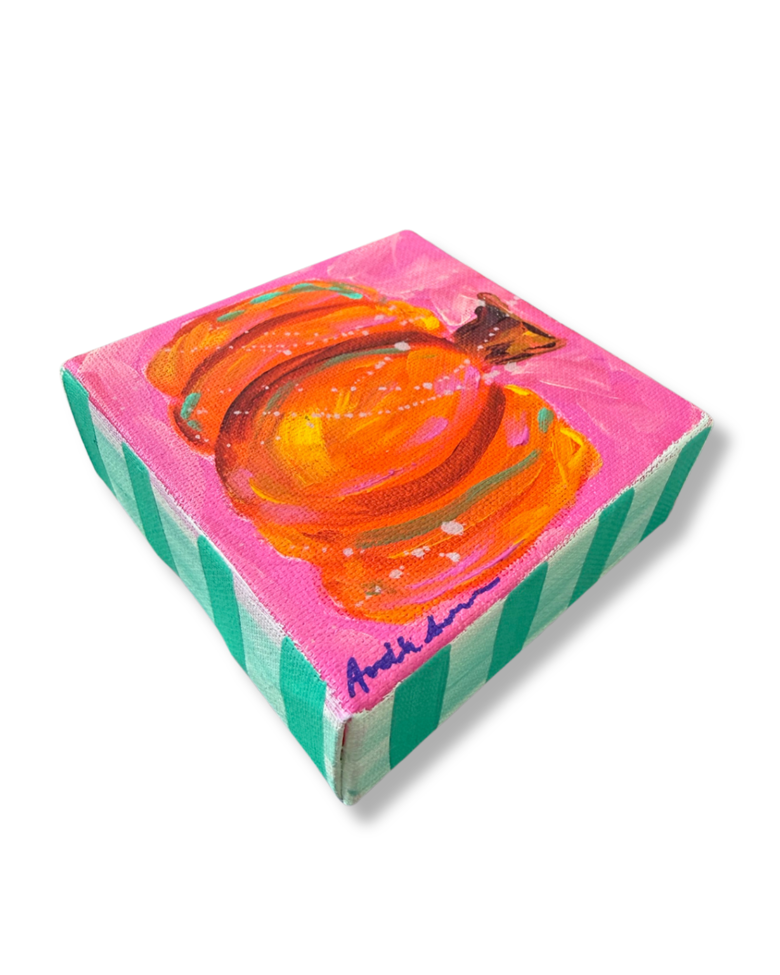 Pumpkin Original Painting | Whimsical Fall Halloween Home Decor Art