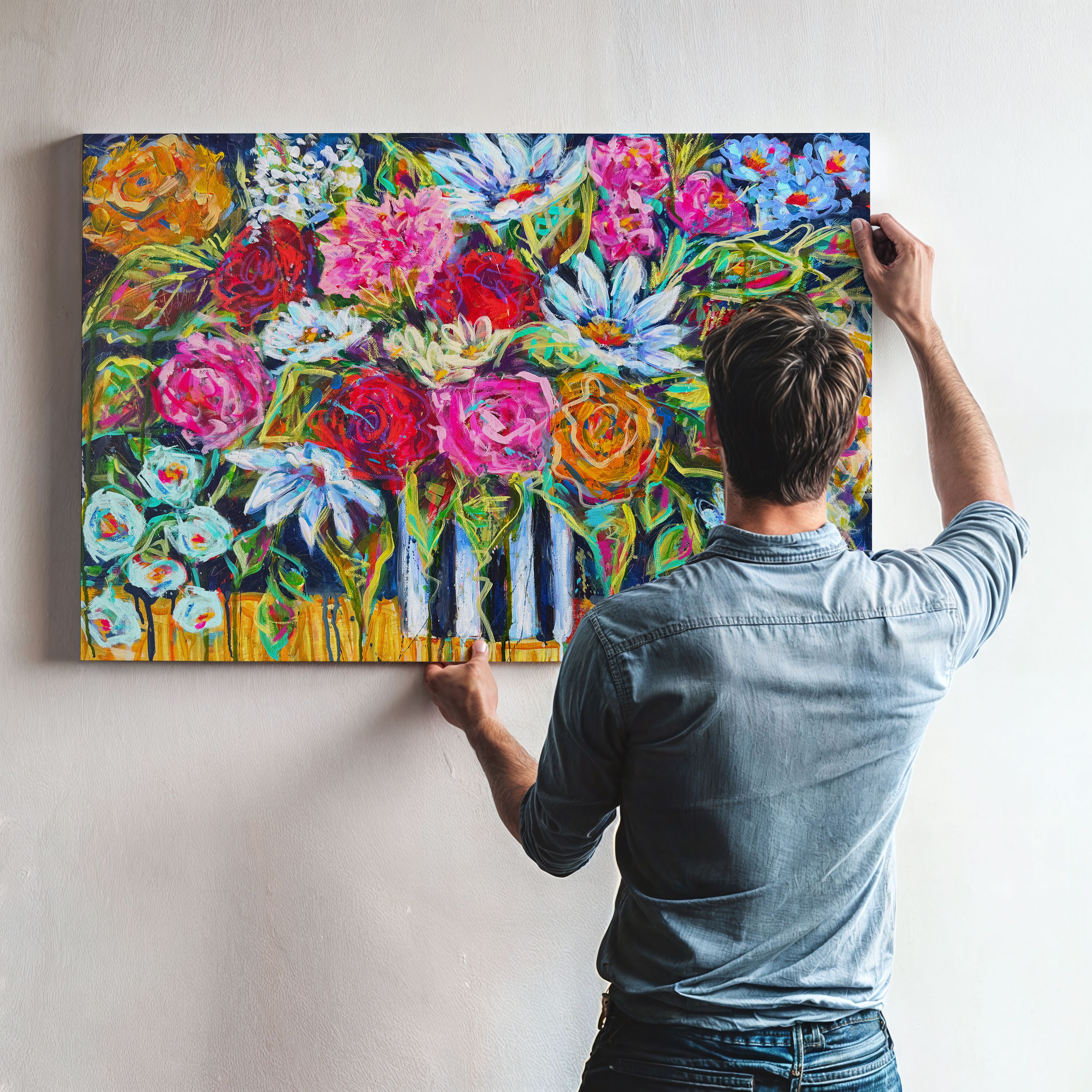 500 Miles Floral Print | Maximalist Flower Art by Audra Sampson Canvas Print