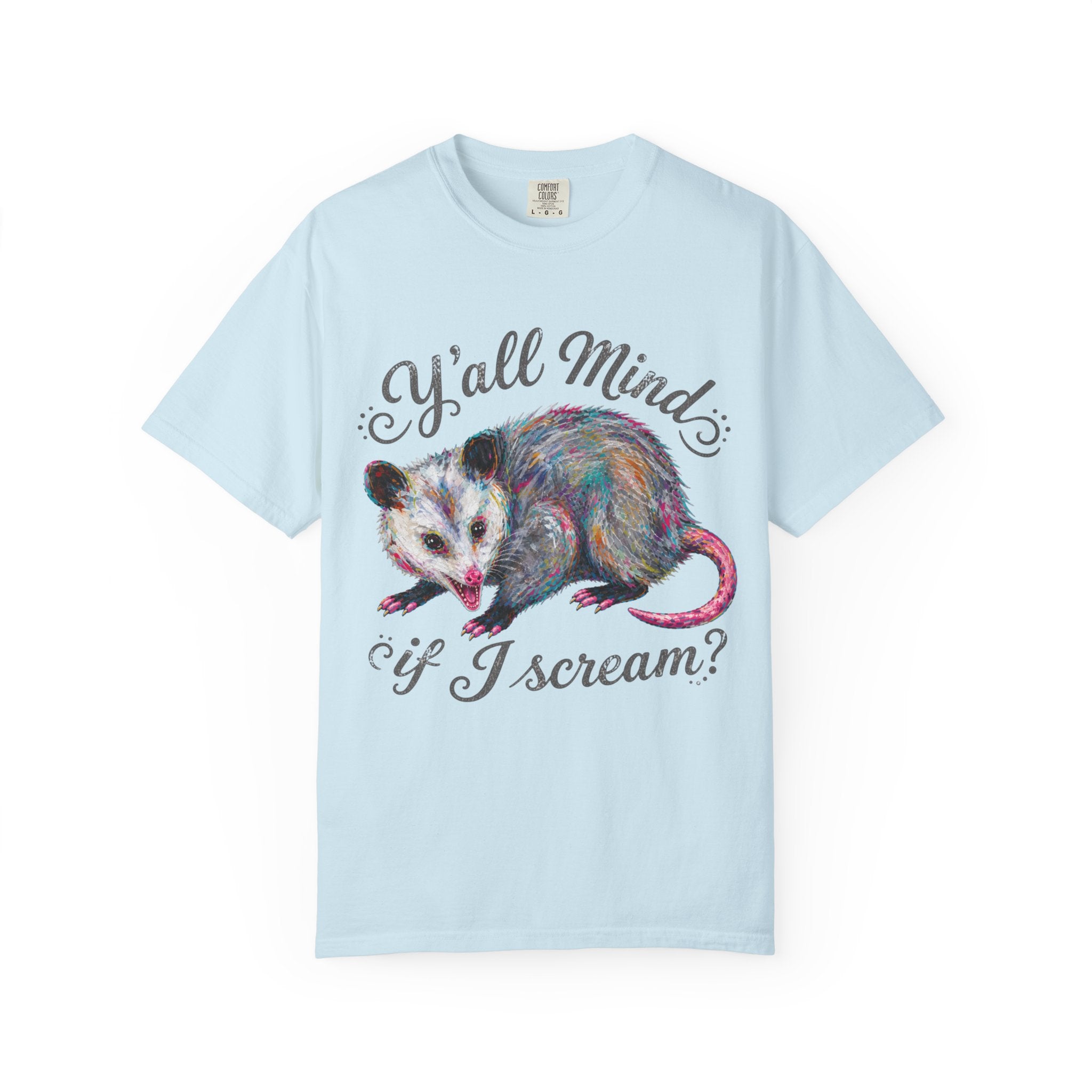Y'all Mind If I Scream Club T-Shirt | Colorful Funny Possum Graphic Tee