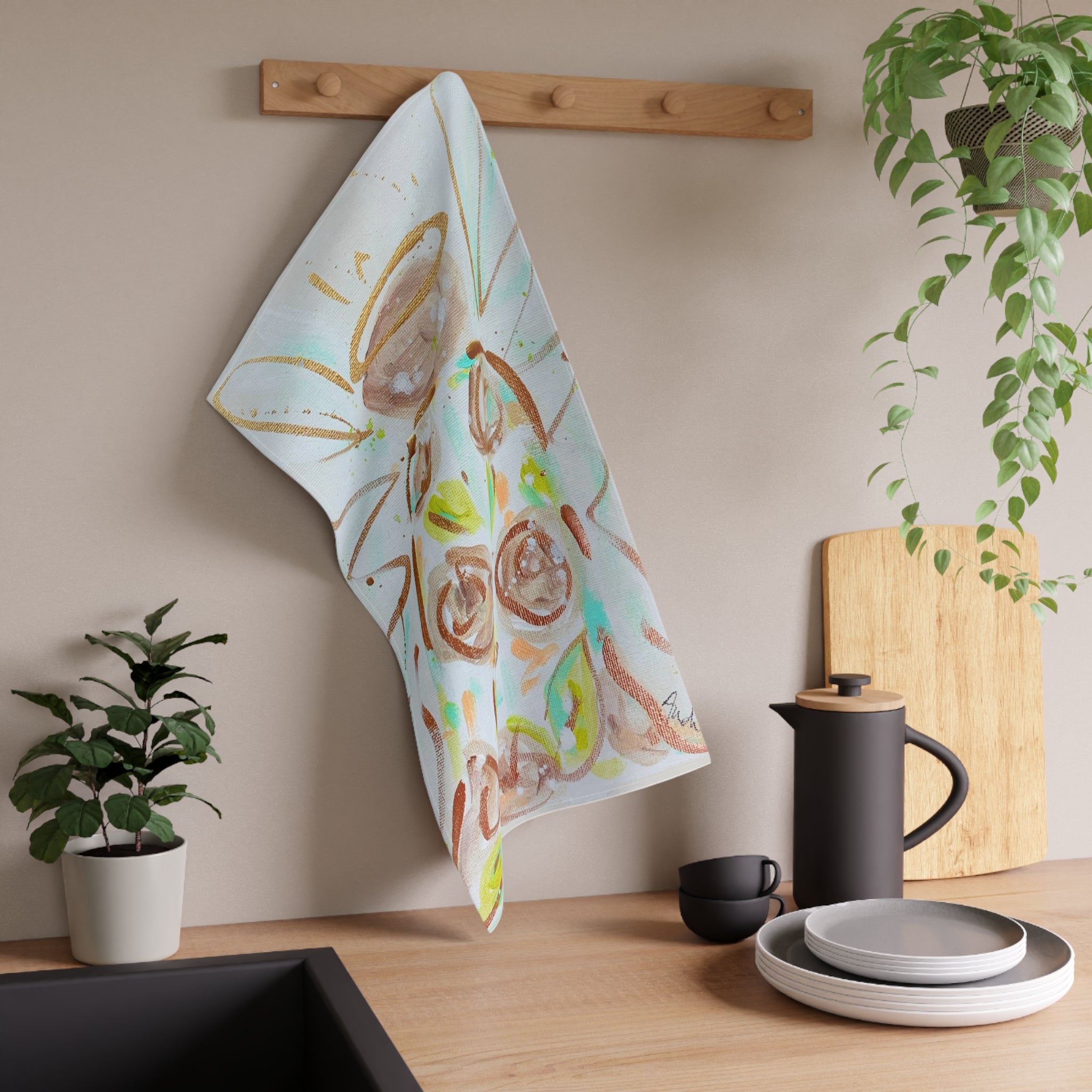 White Roses Anger Tea Towel