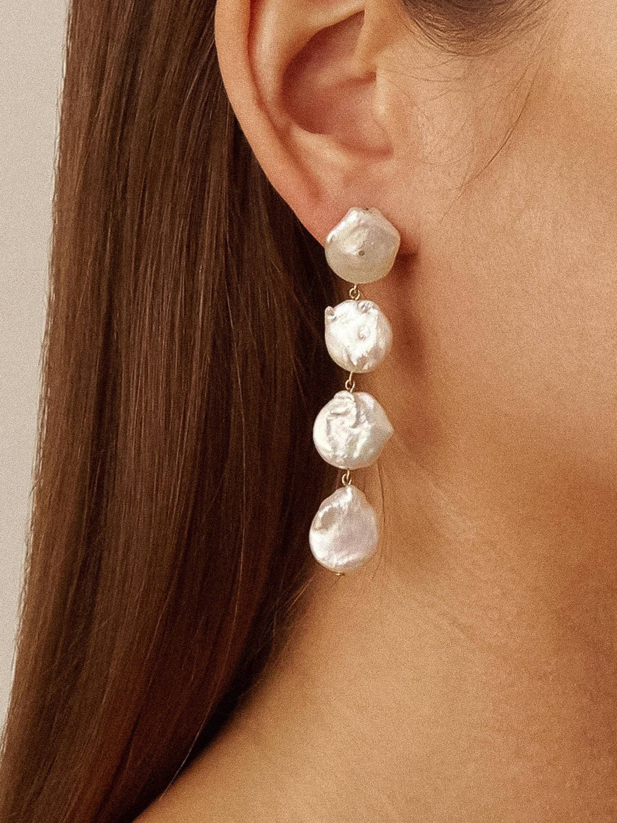 Helen 18K Non-Tarnish Pearl Drop Earring