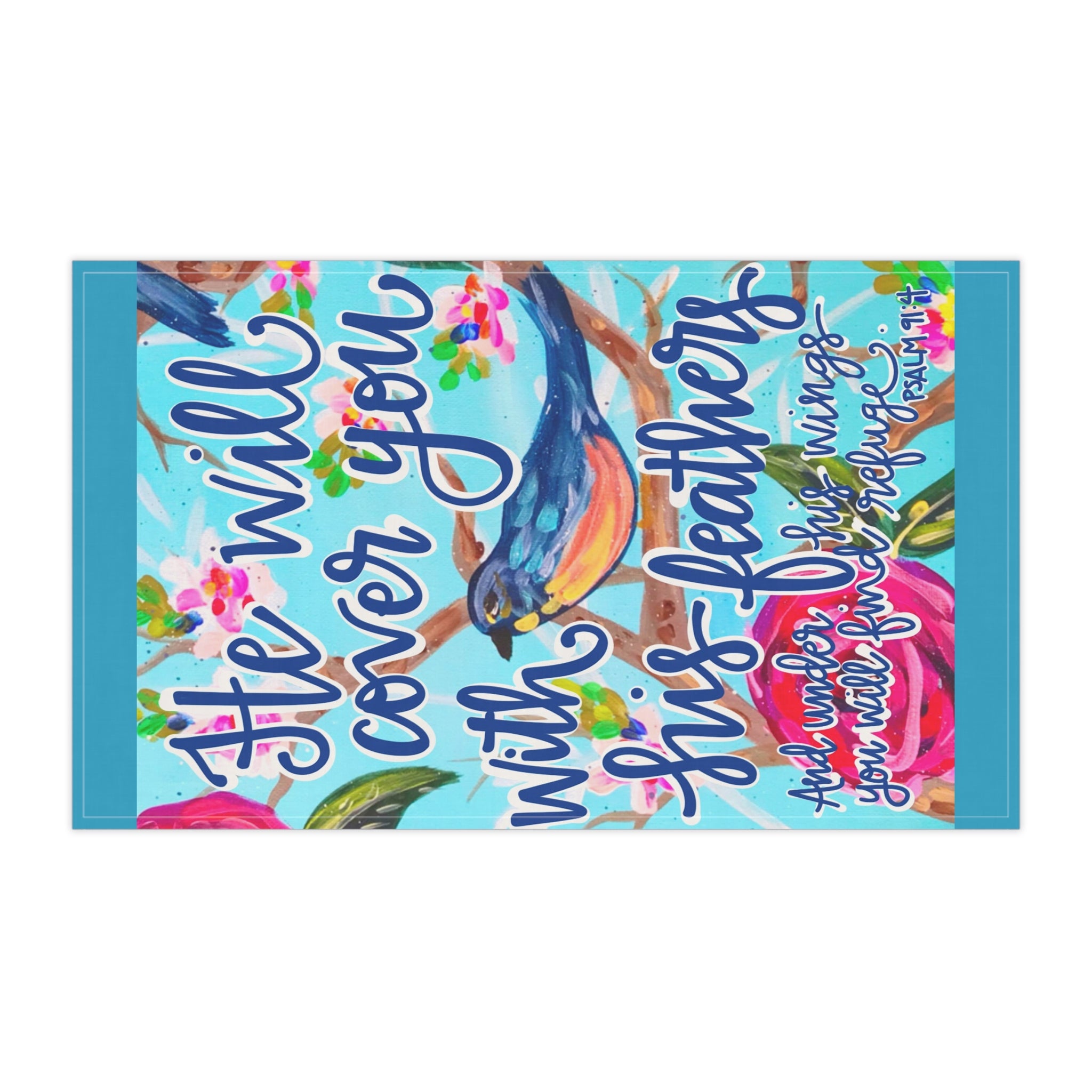 He Will Cover You Scripture Tea Towel