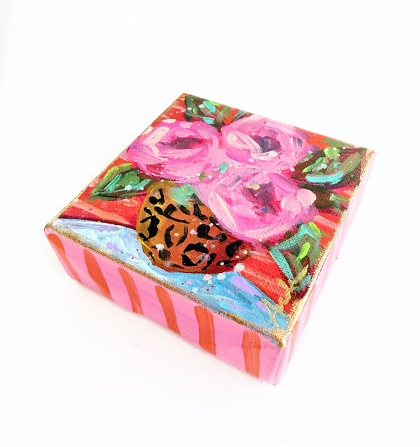 Hand Painted Original Floral Bouquet 4"x4" Canvas