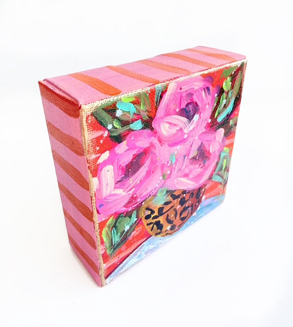 Hand Painted Original Floral Bouquet 4"x4" Canvas