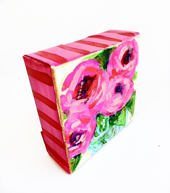 Hand Painted Original Floral Bouquet 4"x4" Canvas