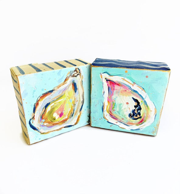 Hand Painted Original Oyster 4"x4" Canvas