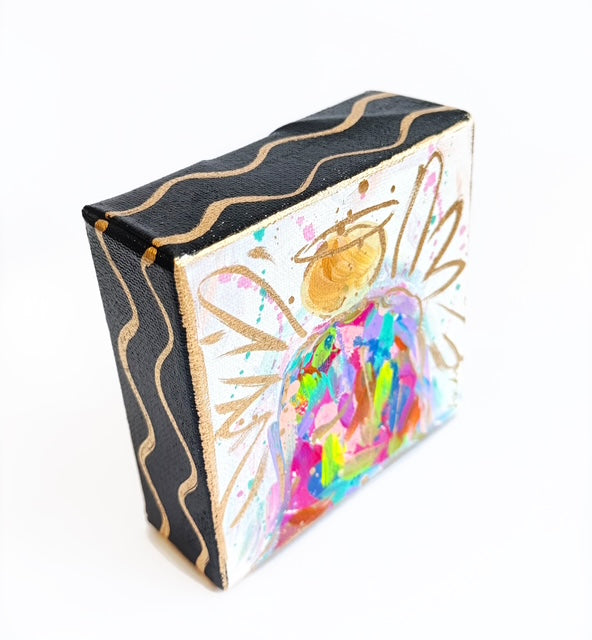 Hand Painted Original Colorful Abstract Angel 4"x4" Canvas