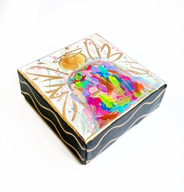 Hand Painted Original Colorful Abstract Angel 4"x4" Canvas