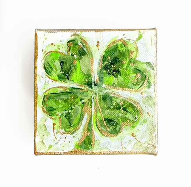 Hand Painted Original Shamrock 4"x4" Canvas