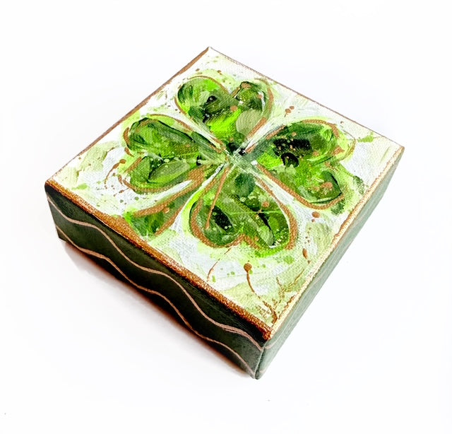 Hand Painted Original Shamrock 4"x4" Canvas