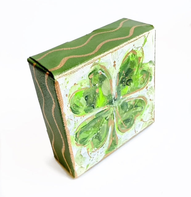 Hand Painted Original Shamrock 4"x4" Canvas