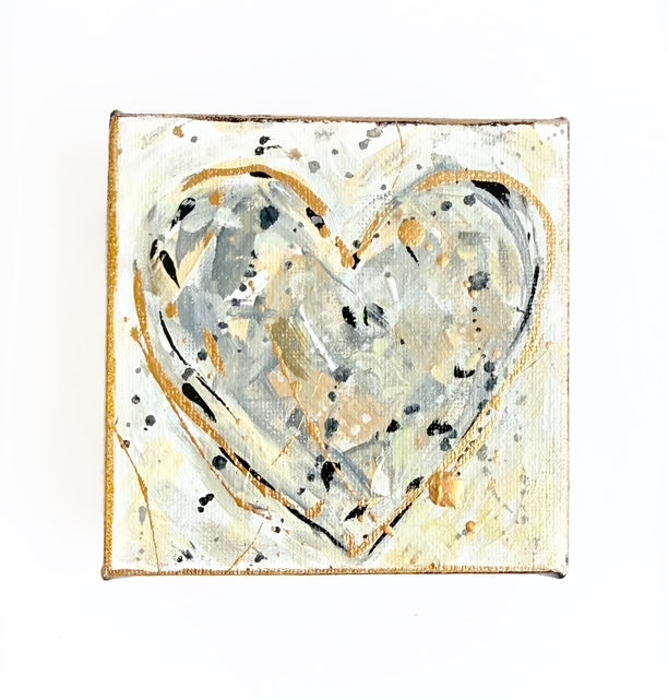 Hand Painted Original Heart 4"x4" Canvas - Valentine's Day Painting Gift