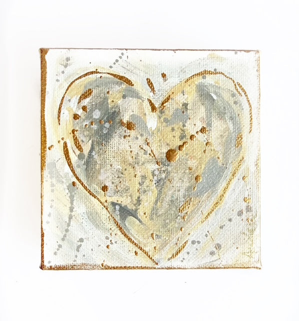 Hand Painted Original Heart 4"x4" Canvas - Valentine's Day Painting Gift