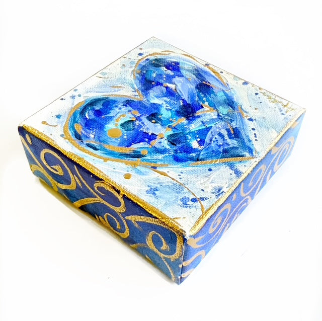 Hand Painted Original Heart 4"x4" Canvas - Valentine's Day Painting Gift