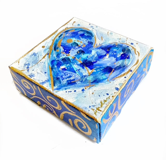 Hand Painted Original Heart 4"x4" Canvas - Valentine's Day Painting Gift