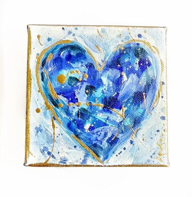 Hand Painted Original Heart 4"x4" Canvas - Valentine's Day Painting Gift