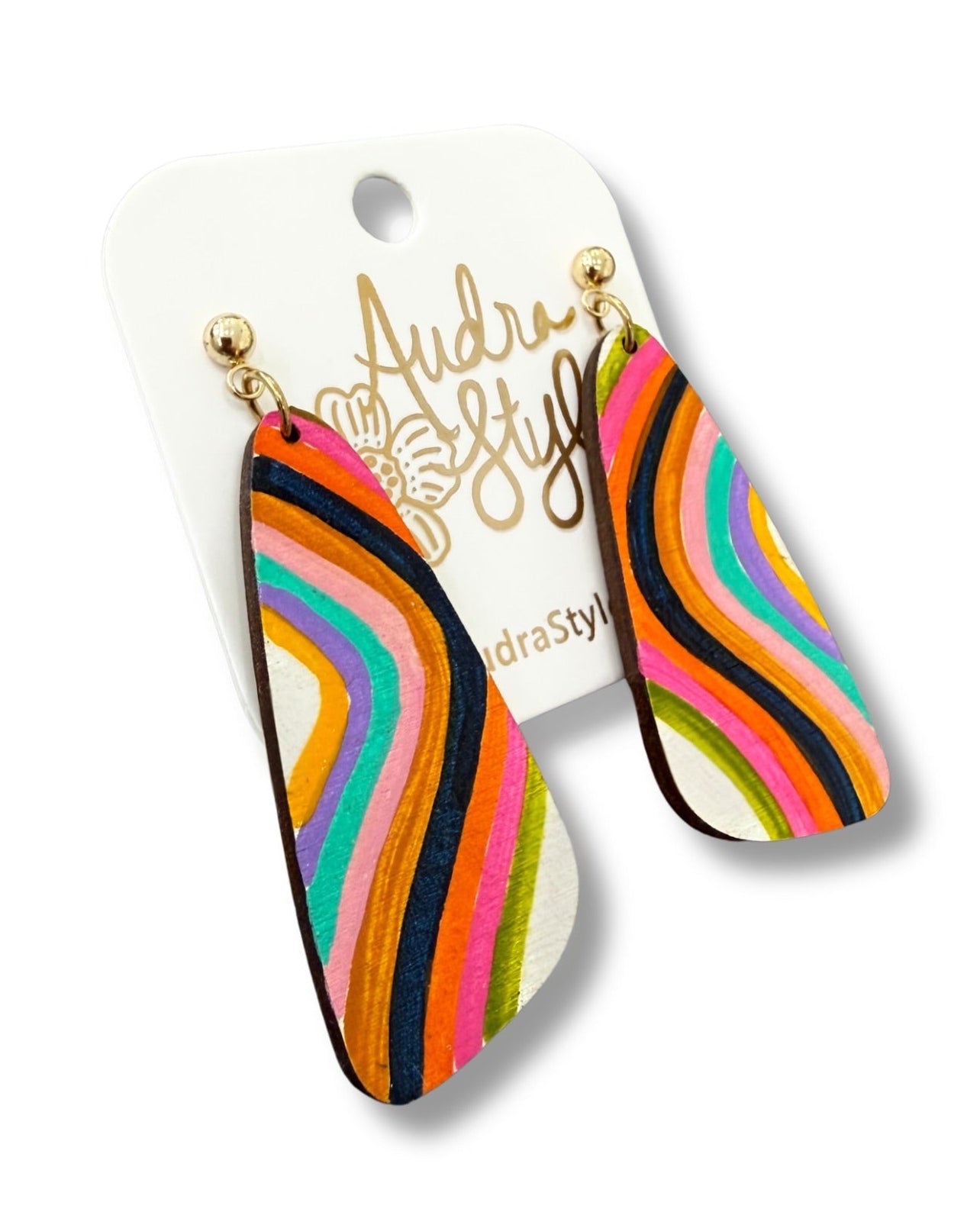 Hand Painted Retro Wavy Stripe Earring