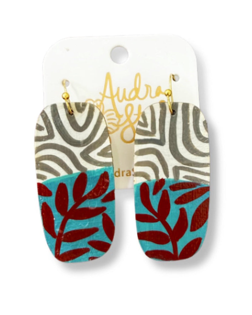 Hand Painted Retro Floral Pattern Mixed Earring