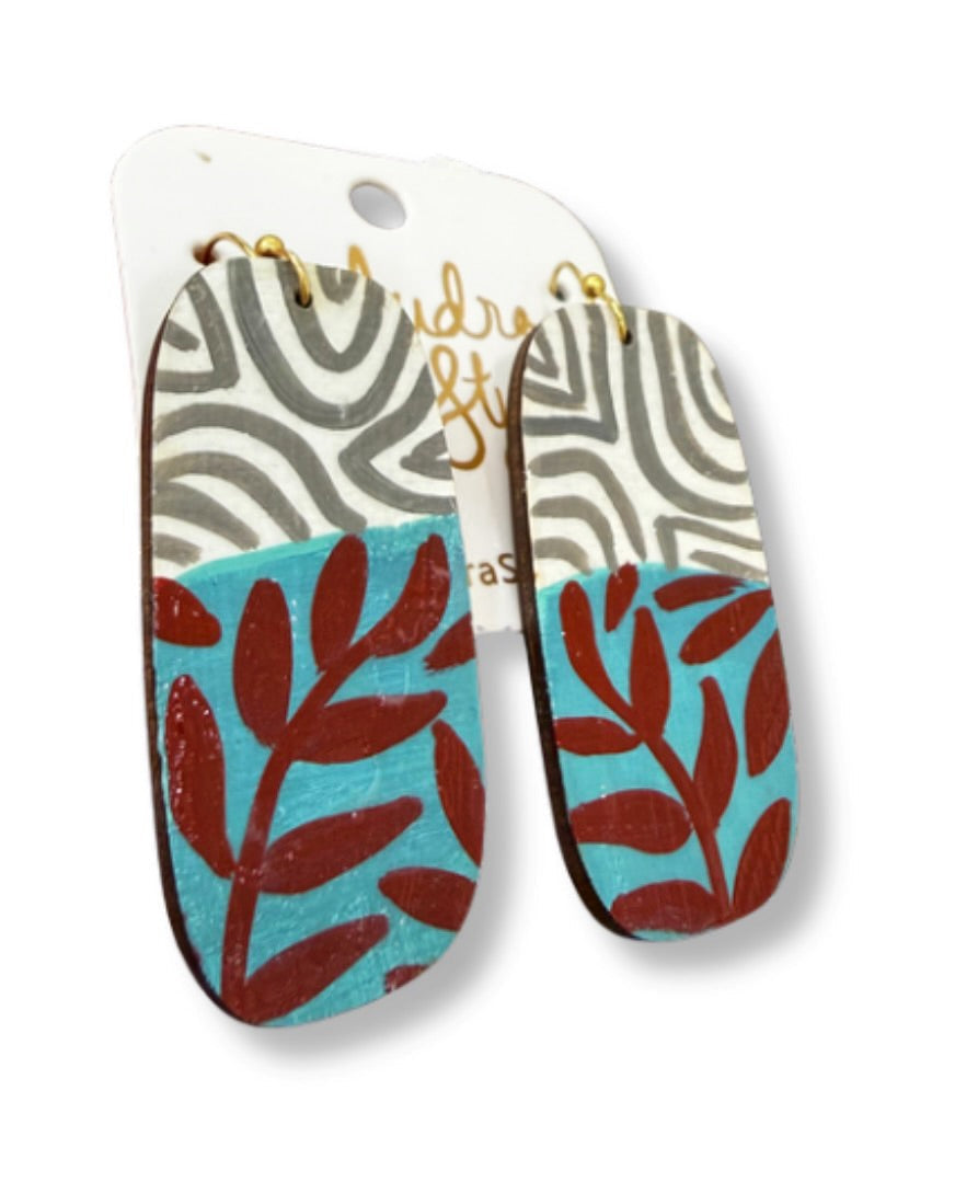 Hand Painted Retro Floral Pattern Mixed Earring