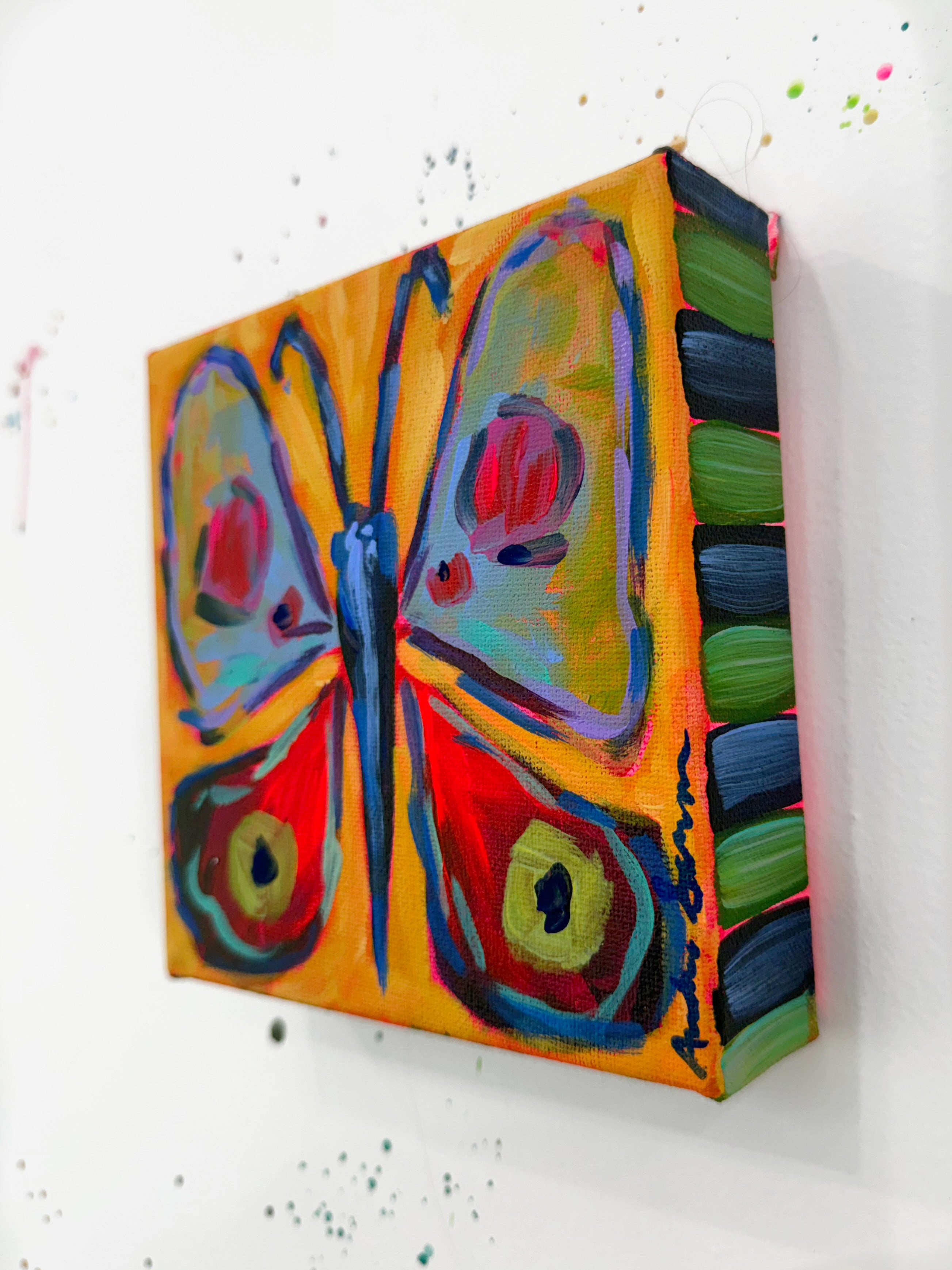 Butterfly No. 1 Original Painting on 6x6 Canvas