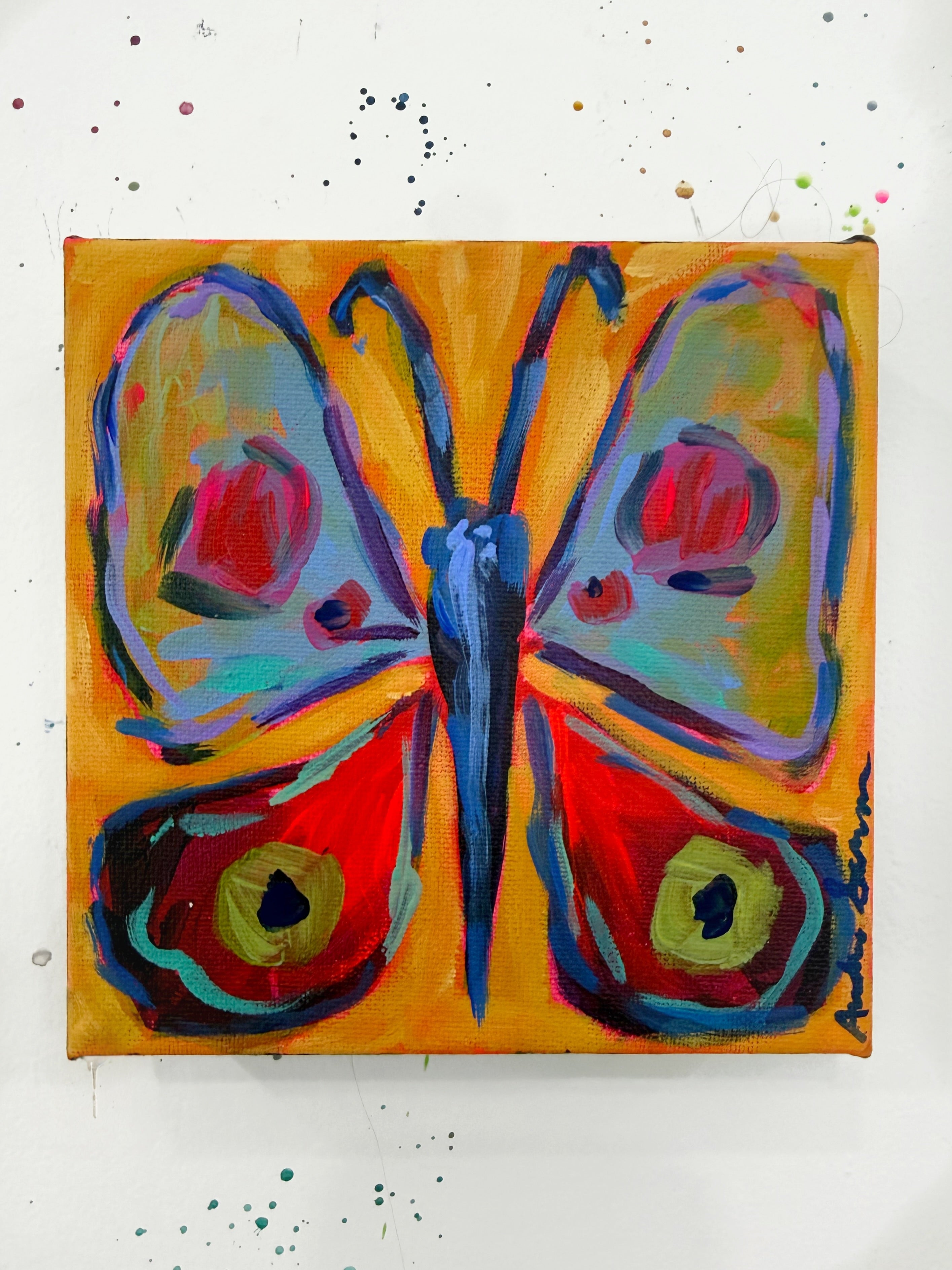 Butterfly No. 1 Original Painting on 6x6 Canvas