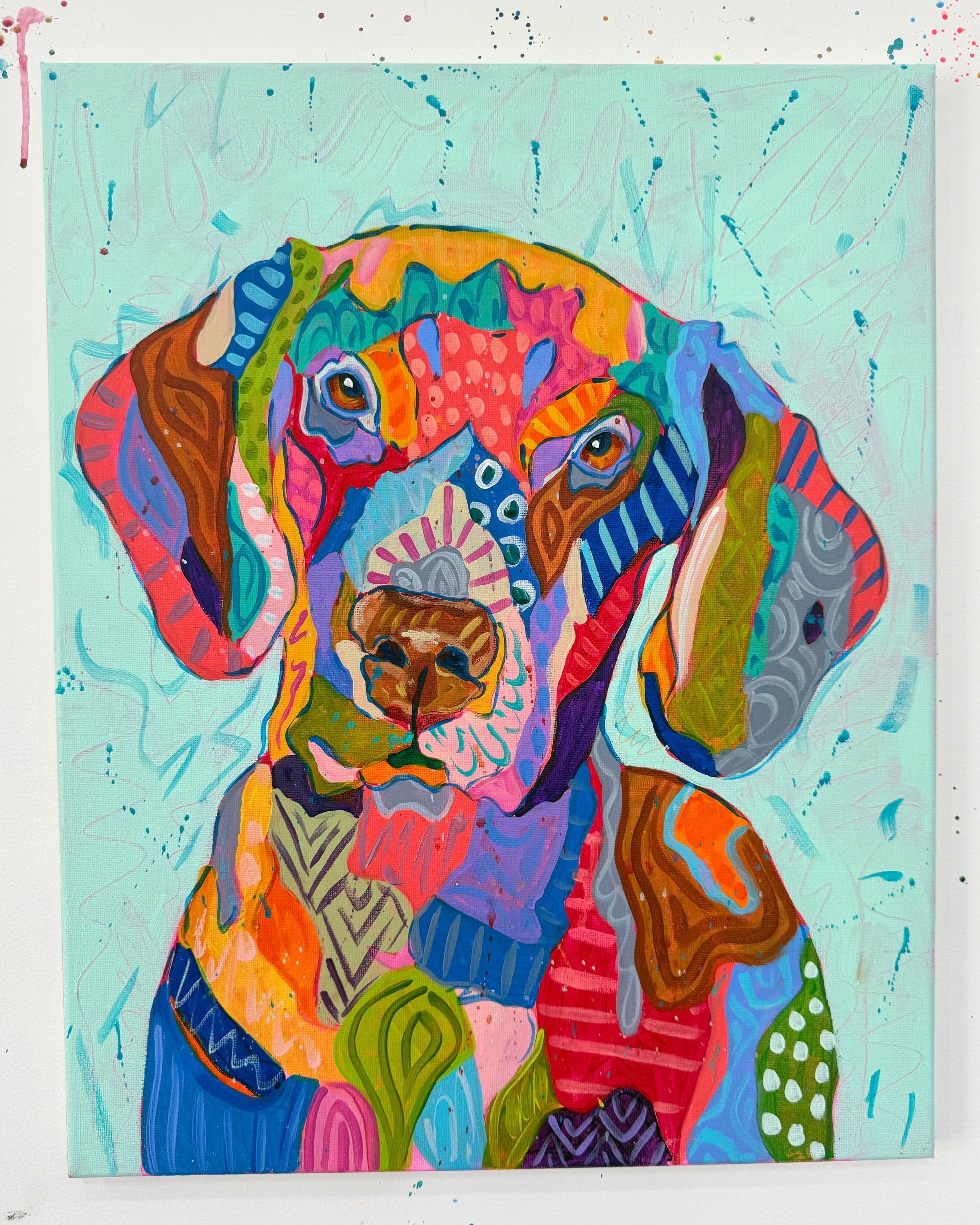 German Shorthaired Pointer Abstract Original Painting on 16x20" Canvas