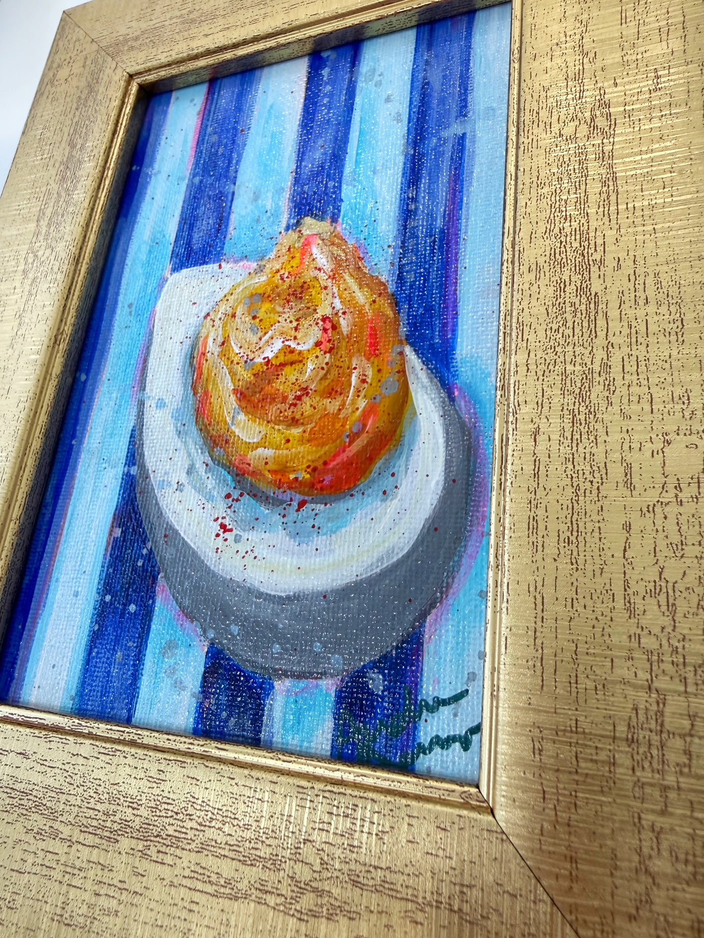 Framed Original Deviled Egg Painting on Canvas - Colorful Kitchen Art