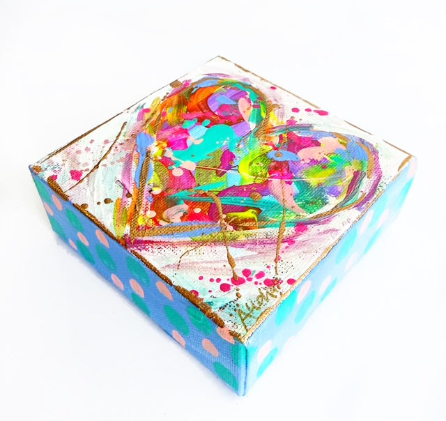 Hand Painted Original Heart 4"x4" Canvas - Valentine's Day Painting Gift