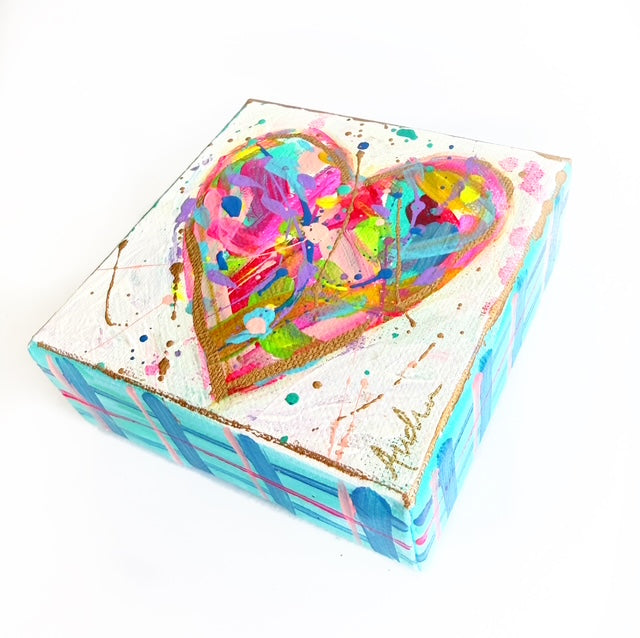 Hand Painted Original Heart 4"x4" Canvas - Valentine's Day Painting Gift