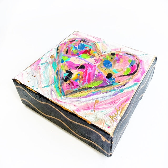 Hand Painted Original Heart 4"x4" Canvas - Valentine's Day Painting Gift