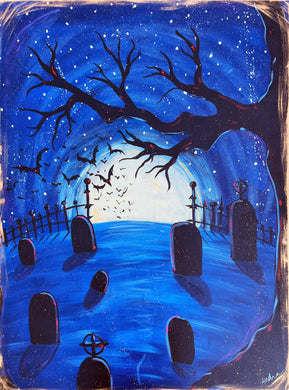 Halloween Cemetery Graveyard Spooky Reproduction Print