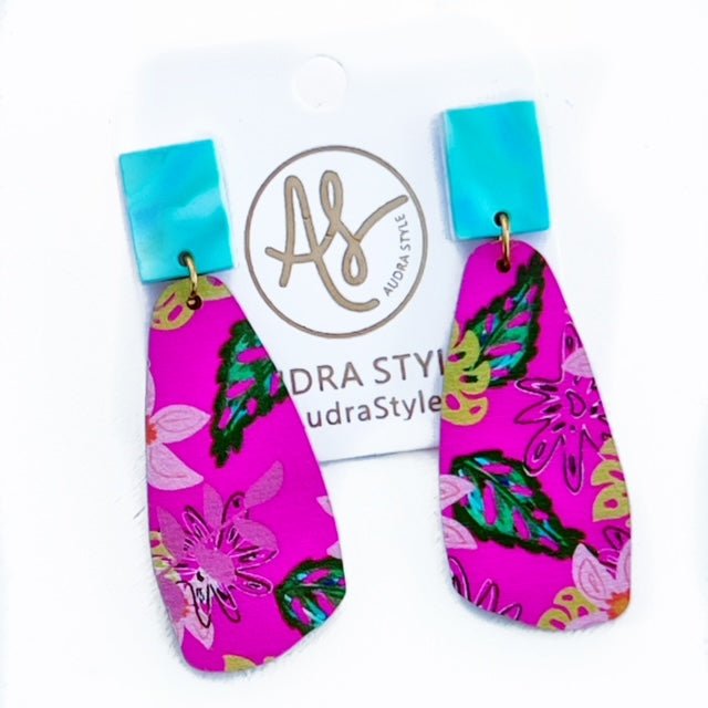 The OG - Floral Fern Pink Floral Print Earring