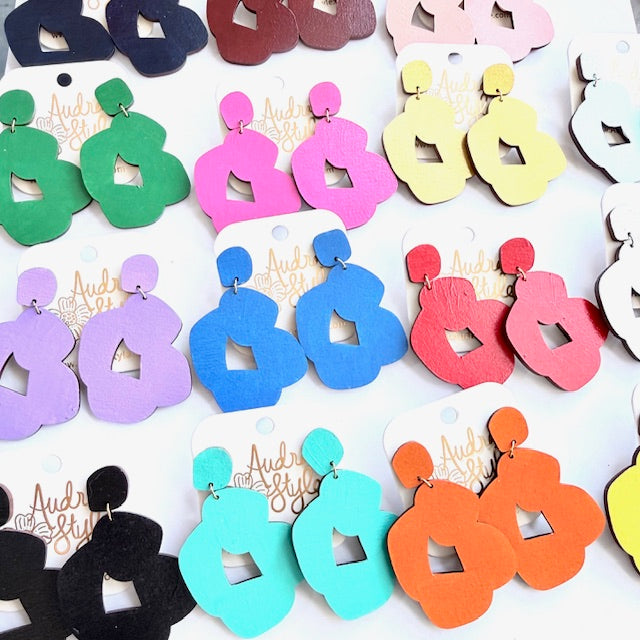 Abstract Flower Dangle Earrings - 16 Colors