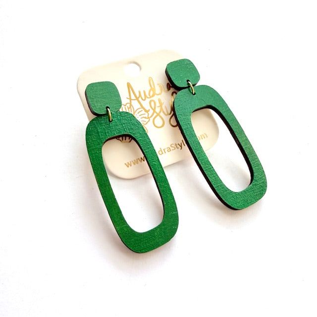 Long Oval Dangle Earrings - 16 Colors